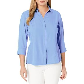 Women's Button Down Shirt 4-Way Stretch V Neck Blouse Wrinkle Resistant & Breathable 3/4 Sleeve Collared Work Top in Kuwait