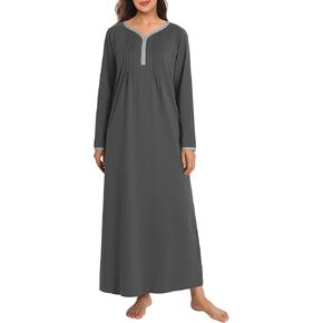 Latuza Women's Long Sleeve Nightgown Cotton Sleeping Gown