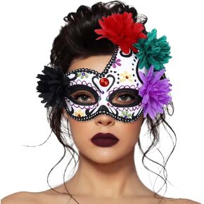 Nicute Masquerade Mask Day of the Dead Mask Flower Half Mask Carnival Party Mask Costume Accessories for Women and Girls