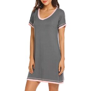 Cotton Nightgowns for Women Casual Night Shirts for Women Sleepwear Women's Short Sleeve Shirts