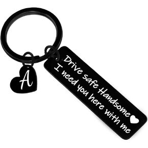 Gifts For Men Drive Safe Handsome Mens Gifts For Him Dad Husband Boyfriend Gifts Initial Keychain Birthday Christmas Gift in Saudi Arabia