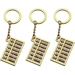 ARTIBETTER 3pcs Mini Abacus Keychains 6 Rolls Abacus Key Ring Pendant Decoration Metal Fob Good Luck Feng Shui Ornament Trinket for Car Keys Handbag Fob Silver