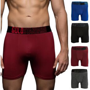 Gold Standard 4-Pack Men's Athletic Underwear - Performance Boxer Briefs For Men Pack - Anti Chafing Underwear Men