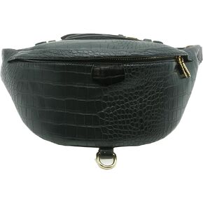 Crocodile pattern Fanny Pack Crossbody Bags Belt Chest Bum Bag for Women Men Belt Bag Fashion Waist Packs for Hiking Walking Biking Travel Cycling (Black)