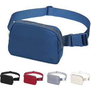 MISS LULU Unisex Mini Belt Bag with Adjustable Strap Small Waist Pouch for Workout Running Traveling Hiking (Black)