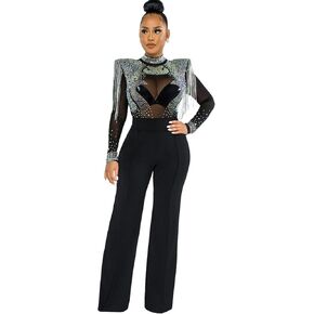 Womens Sexy Sleeveless O Neck Sequins Bodycon Party Clubwear Jumpsuit Rompers in Kuwait