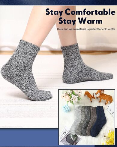 JaGely 20 Pairs Women Knit Wool Socks Bulk Thick Warm Winter Socks Crew Socks Gifts Women Athletic Socks Hiking Socks Soft Casual Socks in Saudi Arabia