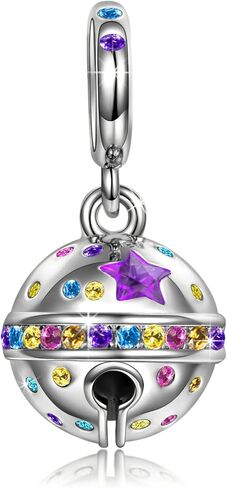 NINAQUEEN Jingle Bells 925 Sterling Silver Bead Charms, 5A Cubic Zirconia and Hand-applied Enamel, Jewelry Box included for Christmas Gifts, Compatible with Charms Bracelet and Necklace (White Gold) in Kuwait
