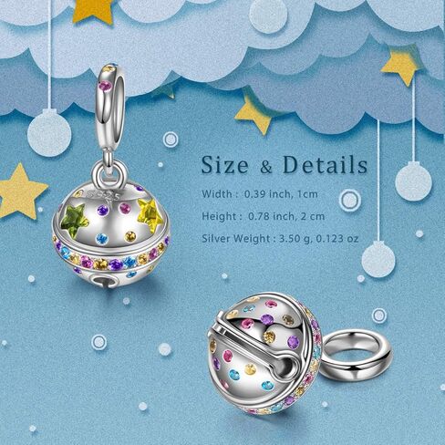 NINAQUEEN Jingle Bells 925 Sterling Silver Bead Charms, 5A Cubic Zirconia and Hand-applied Enamel, Jewelry Box included for Christmas Gifts, Compatible with Charms Bracelet and Necklace (White Gold) in Kuwait