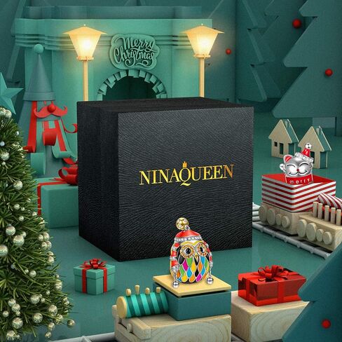 NINAQUEEN Jingle Bells 925 Sterling Silver Bead Charms, 5A Cubic Zirconia and Hand-applied Enamel, Jewelry Box included for Christmas Gifts, Compatible with Charms Bracelet and Necklace (White Gold) in Kuwait