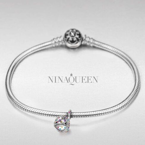 NINAQUEEN Jingle Bells 925 Sterling Silver Bead Charms, 5A Cubic Zirconia and Hand-applied Enamel, Jewelry Box included for Christmas Gifts, Compatible with Charms Bracelet and Necklace (White Gold) in Kuwait