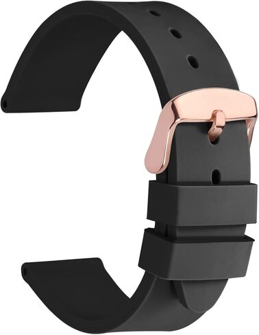 WOCCI 16mm Watch Bands - Premium Silicone Rubber Replacement Straps with Black Buckle (Black) in Saudi Arabia