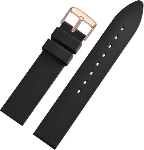 WOCCI 16mm Watch Bands - Premium Silicone Rubber Replacement Straps with Black Buckle (Black) in Saudi Arabia