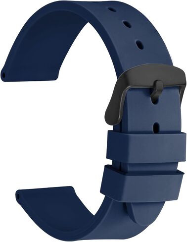 WOCCI 16mm Watch Bands - Premium Silicone Rubber Replacement Straps with Black Buckle (Black) in Kuwait
