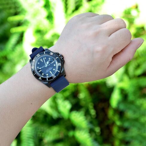 WOCCI 16mm Watch Bands - Premium Silicone Rubber Replacement Straps with Black Buckle (Black) in Kuwait