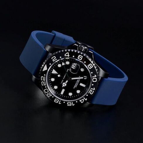 WOCCI 16mm Watch Bands - Premium Silicone Rubber Replacement Straps with Black Buckle (Black) in Kuwait