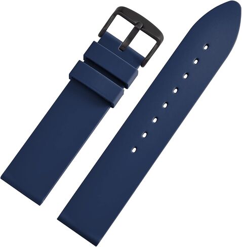 WOCCI 16mm Watch Bands - Premium Silicone Rubber Replacement Straps with Black Buckle (Black) in Kuwait