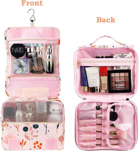 MissBoy Hanging Toiletry Bag for Women, Travel Makeup Bag Organizer, Water-Resistant Cosmetic Bag for Toiletries Accessories Essentials - Flora Printed in Saudi Arabia