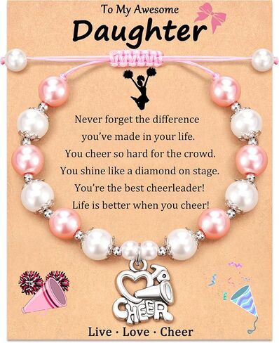 KOXMOON Cheerleader Gifts for Girls, Cheer Charm Bracelet for Girls with Gift Message Card, Cheerleading Gifts for Teen Girls Daughter, Jewelry Gifts for Cheerleaders Cheer Team in Bulk in Kuwait