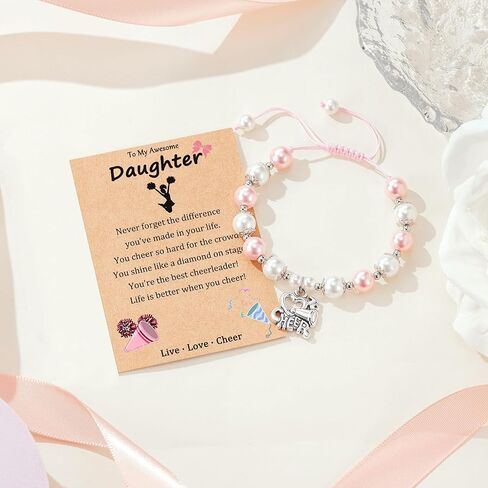 KOXMOON Cheerleader Gifts for Girls, Cheer Charm Bracelet for Girls with Gift Message Card, Cheerleading Gifts for Teen Girls Daughter, Jewelry Gifts for Cheerleaders Cheer Team in Bulk in Kuwait