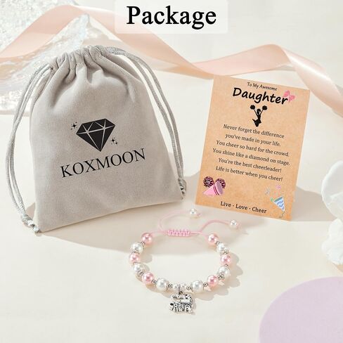 KOXMOON Cheerleader Gifts for Girls, Cheer Charm Bracelet for Girls with Gift Message Card, Cheerleading Gifts for Teen Girls Daughter, Jewelry Gifts for Cheerleaders Cheer Team in Bulk in Kuwait