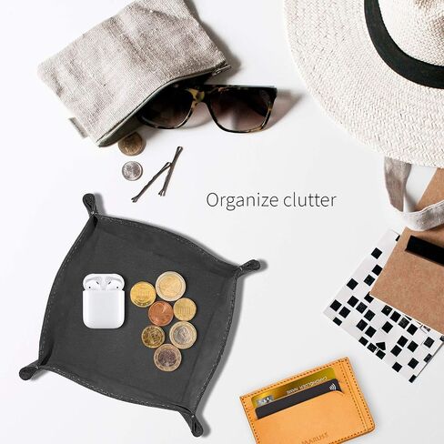 Maruse Italian Tumble Leather Valet Tray Organizer, Office Desk Accessory, Durable Leather Handmade in Italy (Rope) in Saudi Arabia