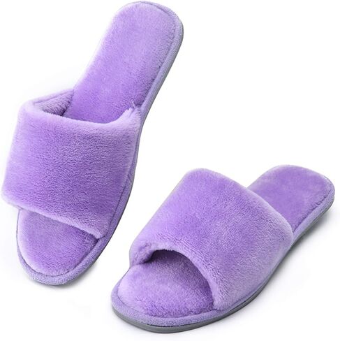 DL Open Toe Slippers for women Indoor, Cozy Memory Foam Womens House Slippers Summer Slip On, Comfy Soft Flannel Womens Bedroom Slippers Slide Breathable Size 5-6 7-8 9-10 in Saudi Arabia