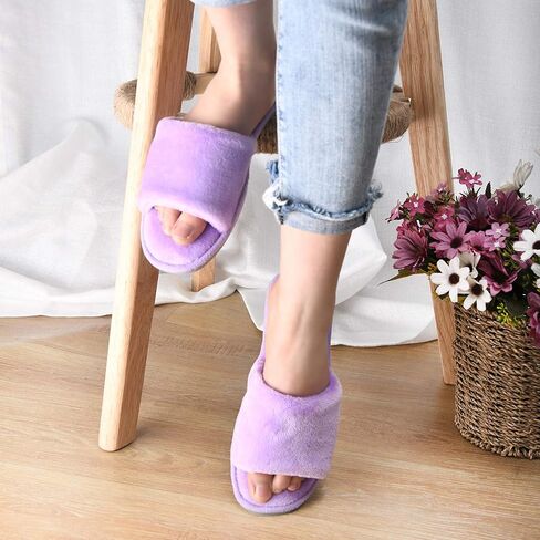 DL Open Toe Slippers for women Indoor, Cozy Memory Foam Womens House Slippers Summer Slip On, Comfy Soft Flannel Womens Bedroom Slippers Slide Breathable Size 5-6 7-8 9-10 in Saudi Arabia