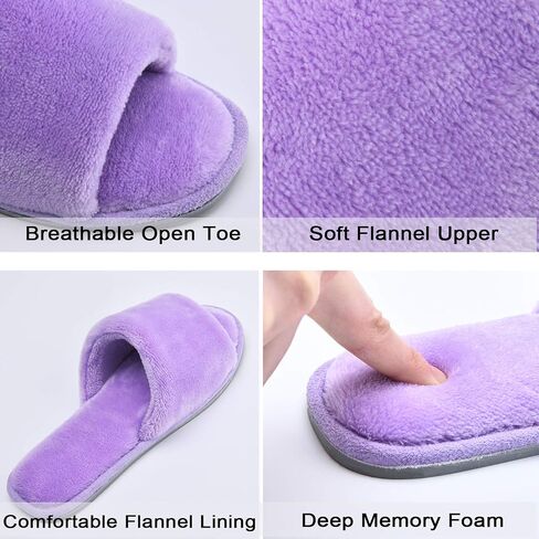 DL Open Toe Slippers for women Indoor, Cozy Memory Foam Womens House Slippers Summer Slip On, Comfy Soft Flannel Womens Bedroom Slippers Slide Breathable Size 5-6 7-8 9-10 in Saudi Arabia