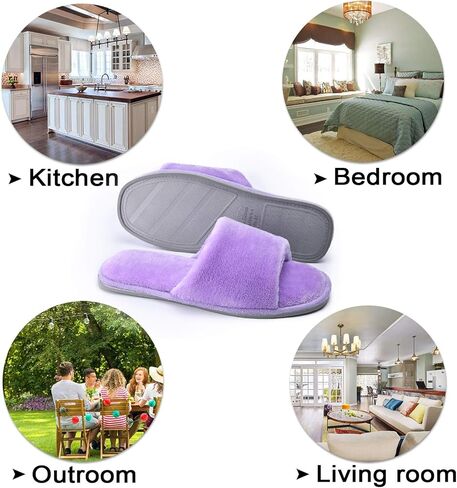 DL Open Toe Slippers for women Indoor, Cozy Memory Foam Womens House Slippers Summer Slip On, Comfy Soft Flannel Womens Bedroom Slippers Slide Breathable Size 5-6 7-8 9-10 in Saudi Arabia