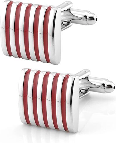 Jonwo 5 Stripes Silver Square Cufflinks with Gift Box Stainless Steel Cuff Links for Men Business Wedding Party Anniversary Dress in Saudi Arabia