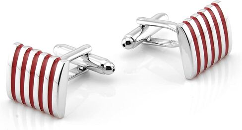 Jonwo 5 Stripes Silver Square Cufflinks with Gift Box Stainless Steel Cuff Links for Men Business Wedding Party Anniversary Dress in Saudi Arabia