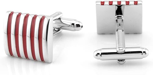 Jonwo 5 Stripes Silver Square Cufflinks with Gift Box Stainless Steel Cuff Links for Men Business Wedding Party Anniversary Dress in Saudi Arabia