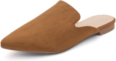 حذاء نسائي من Shoe Land Cally Mules مسطح بمقدمة مدببة سهل الارتداء بدون ظهر ومسطح بدون ظهر in Kuwait