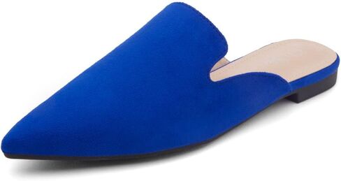 حذاء نسائي من Shoe Land Cally Mules مسطح بمقدمة مدببة سهل الارتداء بدون ظهر ومسطح بدون ظهر in Kuwait