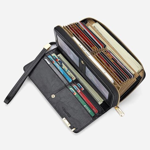 VANNANBA Long Wallet for Women Genuine Leather Zipper Wallet Large Capacity Organizer Accordion Wallet in Saudi Arabia