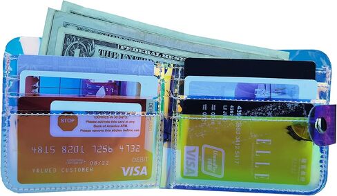 KOOIJNKO Clear Wallet for Women, Bifold Wallet Purse with Lanyard Cute Jelly Coin Pouch ID Case (Black) in Kuwait