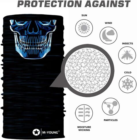 مناديل قناع الوجه على شكل جمجمة، وقناع للرقبة، وأغطية للرأس، ووشاح سحري، وعصابة رأس للغبار والرياح الشمسية in Kuwait