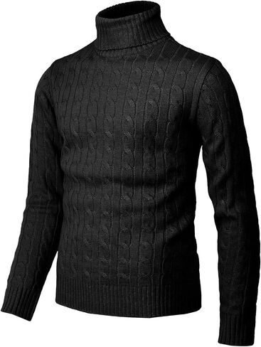 H2H Mens Slim Fit Turtleneck Pullover Sweaters Basic Tops Knitted Thermal in Kuwait
