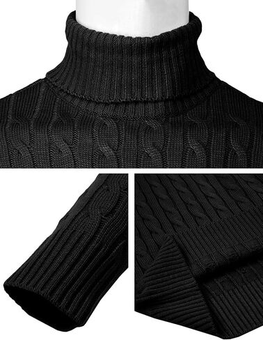 H2H Mens Slim Fit Turtleneck Pullover Sweaters Basic Tops Knitted Thermal in Kuwait