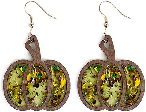 Fall Thanksgiving Wooden Dangle Earrings Glitter Pumpkin Leopard Cow Print Leather Dangle Earrings Sparkle Cute Funny Handmade Lightweight For Women Girls Fashion Holiday Jewelry Autumn in Saudi Arabia