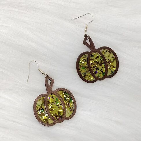 Fall Thanksgiving Wooden Dangle Earrings Glitter Pumpkin Leopard Cow Print Leather Dangle Earrings Sparkle Cute Funny Handmade Lightweight For Women Girls Fashion Holiday Jewelry Autumn in Saudi Arabia