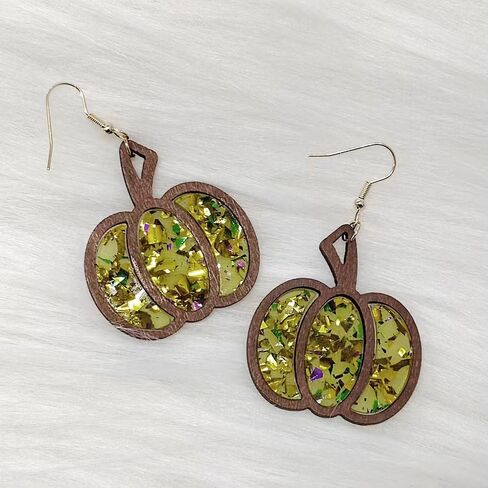 Fall Thanksgiving Wooden Dangle Earrings Glitter Pumpkin Leopard Cow Print Leather Dangle Earrings Sparkle Cute Funny Handmade Lightweight For Women Girls Fashion Holiday Jewelry Autumn in Saudi Arabia