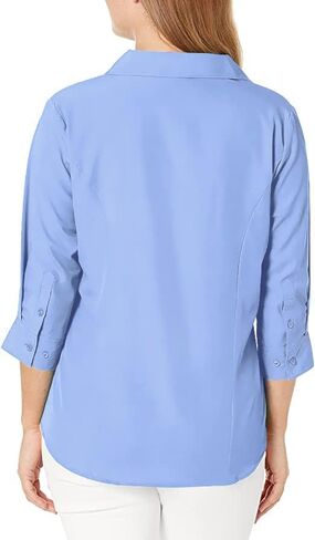 Women's Button Down Shirt 4-Way Stretch V Neck Blouse Wrinkle Resistant & Breathable 3/4 Sleeve Collared Work Top in Kuwait