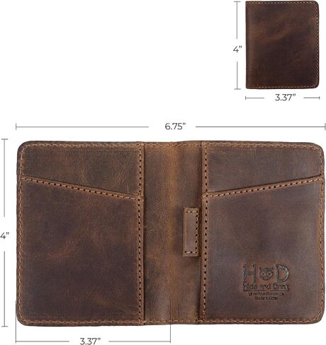 Hide & Drink, Leather Minimalist Bifold Wallet, Holds Up to 6 Cards Plus Folded Bills, Cash Organizer, Everyday Accessories, Handmade Includes 101 Year Warranty :: Bourbon Brown in Saudi Arabia