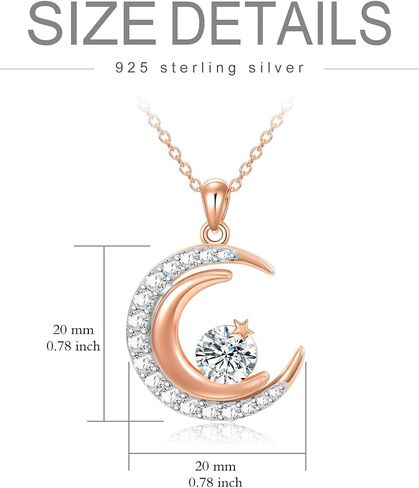 WTYIM Moissanite Moon and Star Necklace for Women 18K Rose Gold Plated Sterling Silver Moissanite Diamond Moon Pendant Necklace Christmas Birthday Jewelry Gifts for Her Wife, 18+2 Inch in Kuwait