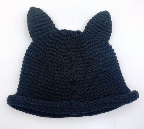 Womens Anime Beanie Hat Winter Warm Cap Cute Cat Crochet Caps Cat Ears Knitted Hats Girl Big Eyes Outdoor Ski Hat Black in Kuwait