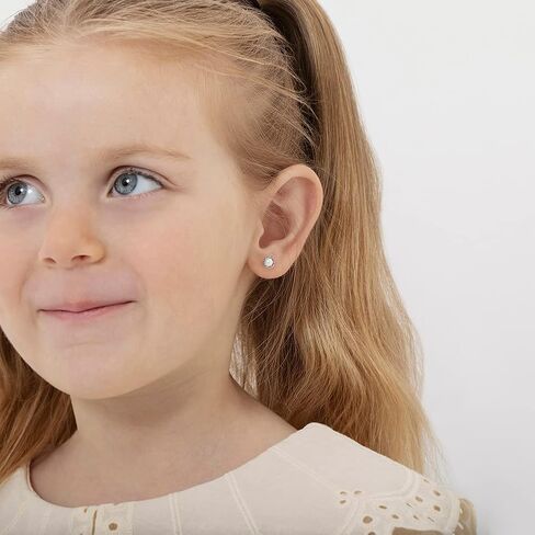 925 Sterling Silver Unique Simulated Pearl Basket Toddler Earrings with Screw Back Locking - Hypoallergenic & Safe for Babies, Toddlers, Young Girls, and Pre Teens in Kuwait