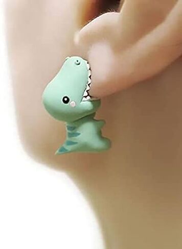 Kakeii Animal Bite Earring، أقراط طينية لطيفة ثلاثية الأبعاد - أقراط عصرية بسيطة مصنوعة يدويًا من البوليمر على شكل حيوان للفتيات والنساء in Kuwait