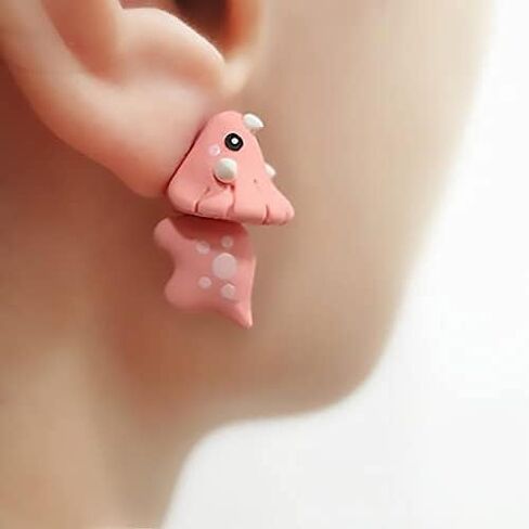 Kakeii Animal Bite Earring، أقراط طينية لطيفة ثلاثية الأبعاد - أقراط عصرية بسيطة مصنوعة يدويًا من البوليمر على شكل حيوان للفتيات والنساء in Kuwait